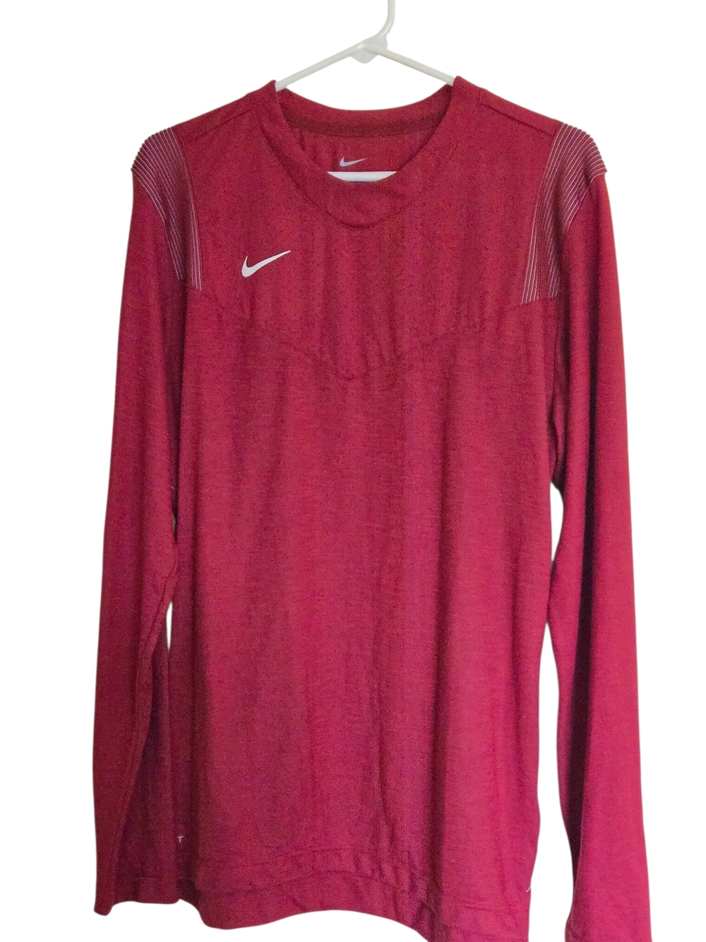 Nike Red Long Sleeve Performance Top with White Swoosh